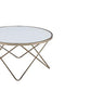 19" Round Glass Top Coffee Table With V Legs, White And Gold By Benzara | Coffee Tables |  Modishstore  - 3