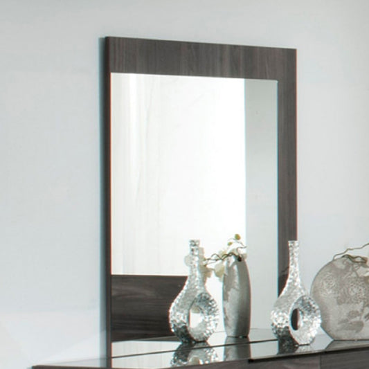 Rectangular Mirror With Opposite L Shaped Wooden Frame, Gray By Benzara | Mirrors |  Modishstore  - 3