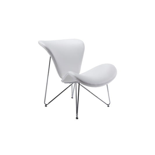 Leatherette Upholstered Accent Chair With Hairpin Metal Legs, White And Silver By Benzara | Accent Chairs |  Modishstore 