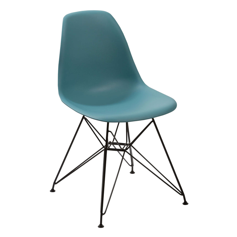 Deep Back Plastic Chair With Metal Eiffel Legs, Set Of 2, Blue And Black By Benzara | Accent Chairs |  Modishstore  - 2