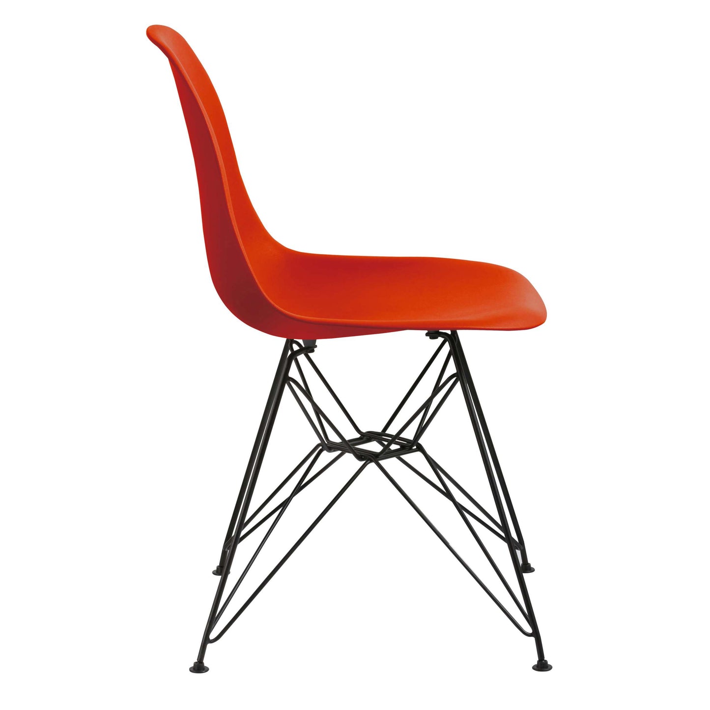 Deep Back Plastic Chair With Metal Eiffel Style Legs, Orange And Black By Benzara | Accent Chairs |  Modishstore  - 4