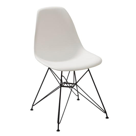 Deep Back Plastic Chair With Metal Eiffel Style Legs, Set Of Two, White And Black By Benzara | Accent Chairs |  Modishstore 