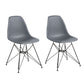 Deep Back Plastic Chair With Metal Eiffel Legs, Set Of 2, Gray And Black By Benzara | Accent Chairs |  Modishstore  - 4