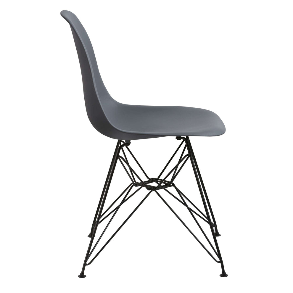 Deep Back Plastic Chair With Metal Eiffel Legs, Set Of 2, Gray And Black By Benzara | Accent Chairs |  Modishstore  - 3