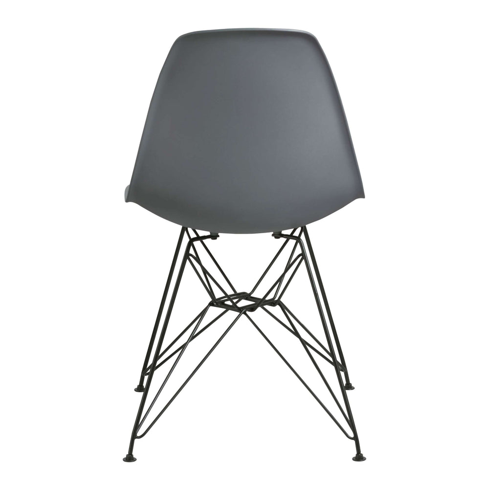 Deep Back Plastic Chair With Metal Eiffel Legs, Set Of 2, Gray And Black By Benzara | Accent Chairs |  Modishstore  - 2