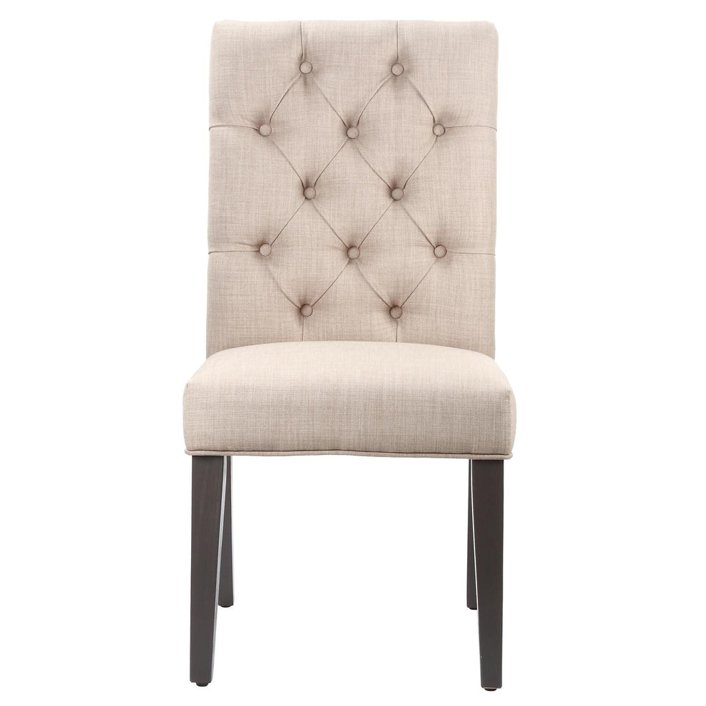 Fabric Upholstered Wooden Chair With Button Tufting, Set Of 2, Beige And Black By Benzara | Accent Chairs |  Modishstore  - 4