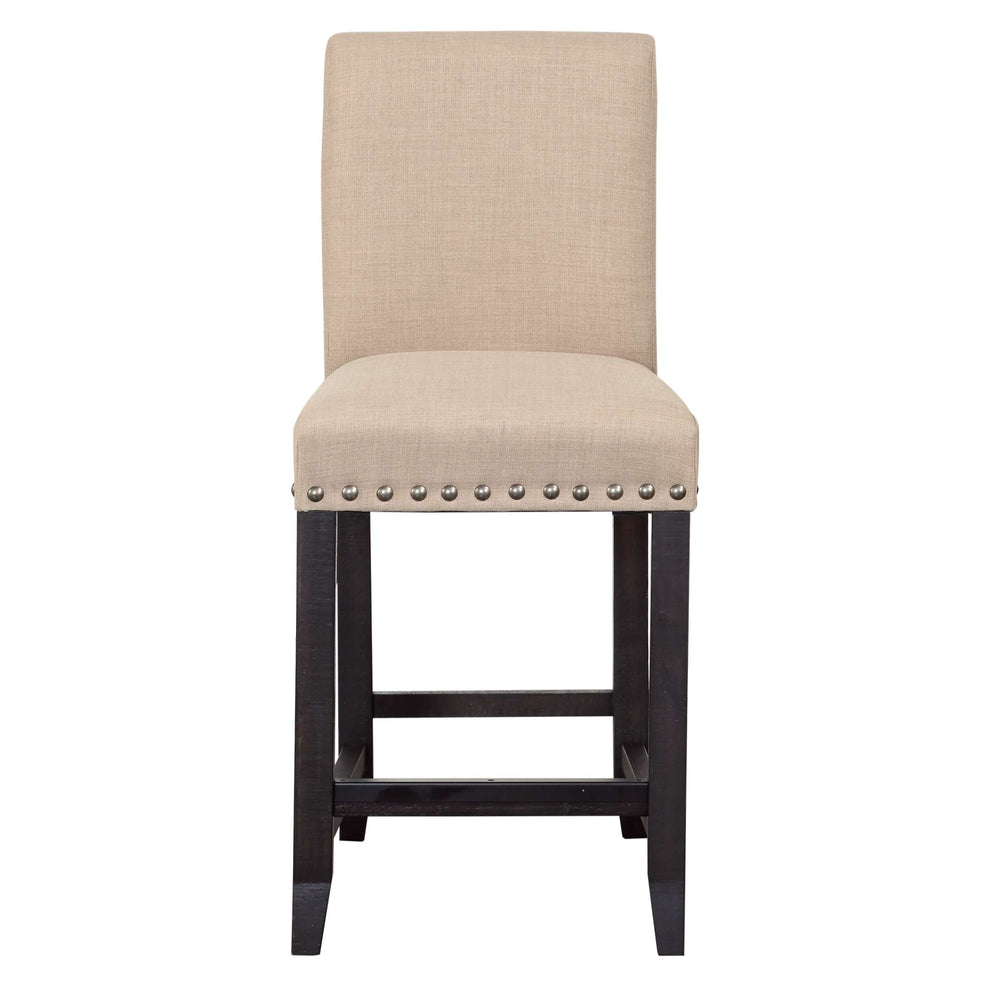 Fabric Upholstered Wooden Counter Height Stool With Nail Head Trim, Set Of 2,  Brown By Benzara | Counter Stools |  Modishstore  - 3