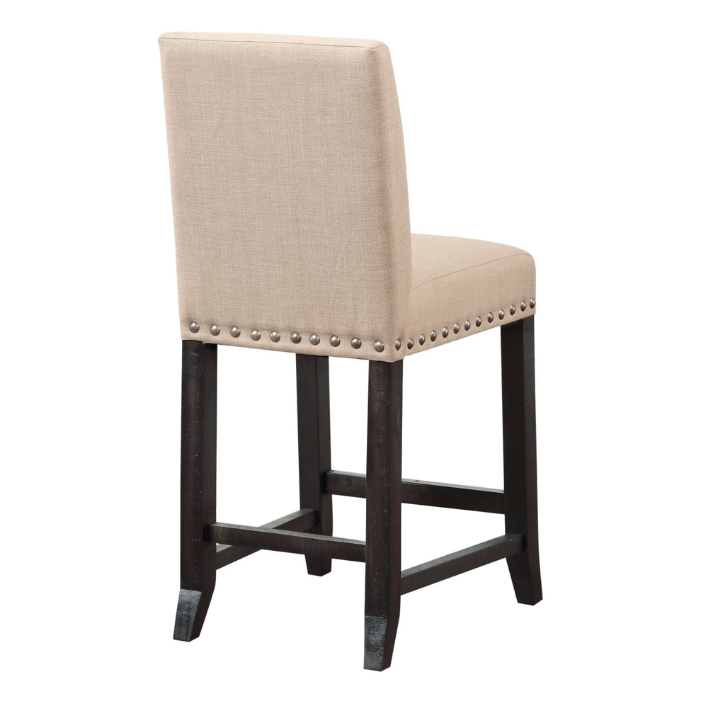 Fabric Upholstered Wooden Counter Height Stool With Nail Head Trim, Set Of 2,  Brown By Benzara | Counter Stools |  Modishstore  - 4
