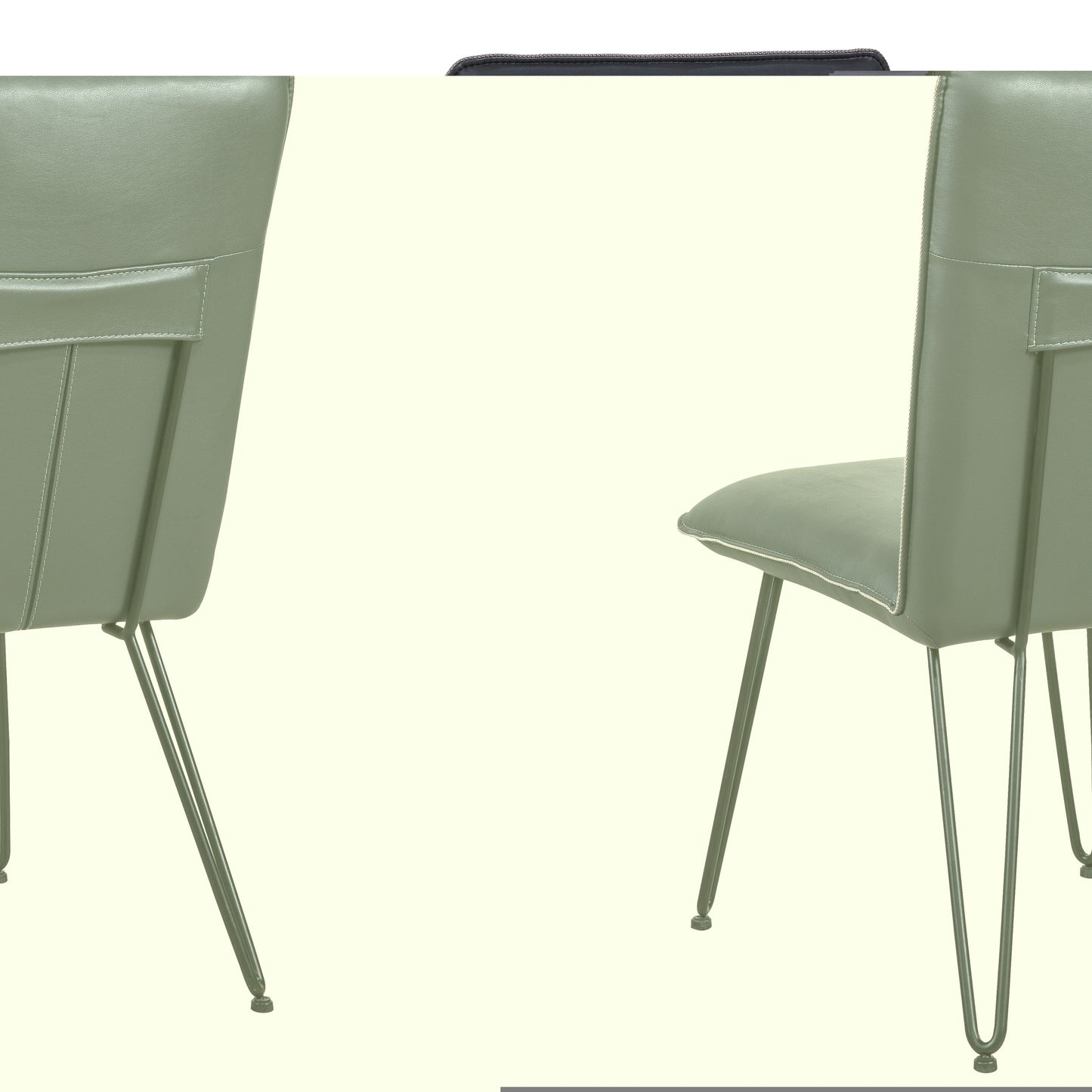 Leather Upholstered Metal Chair With Hairpin Style Legs Set Of 2, Black By Benzara | Accent Chairs |  Modishstore  - 2