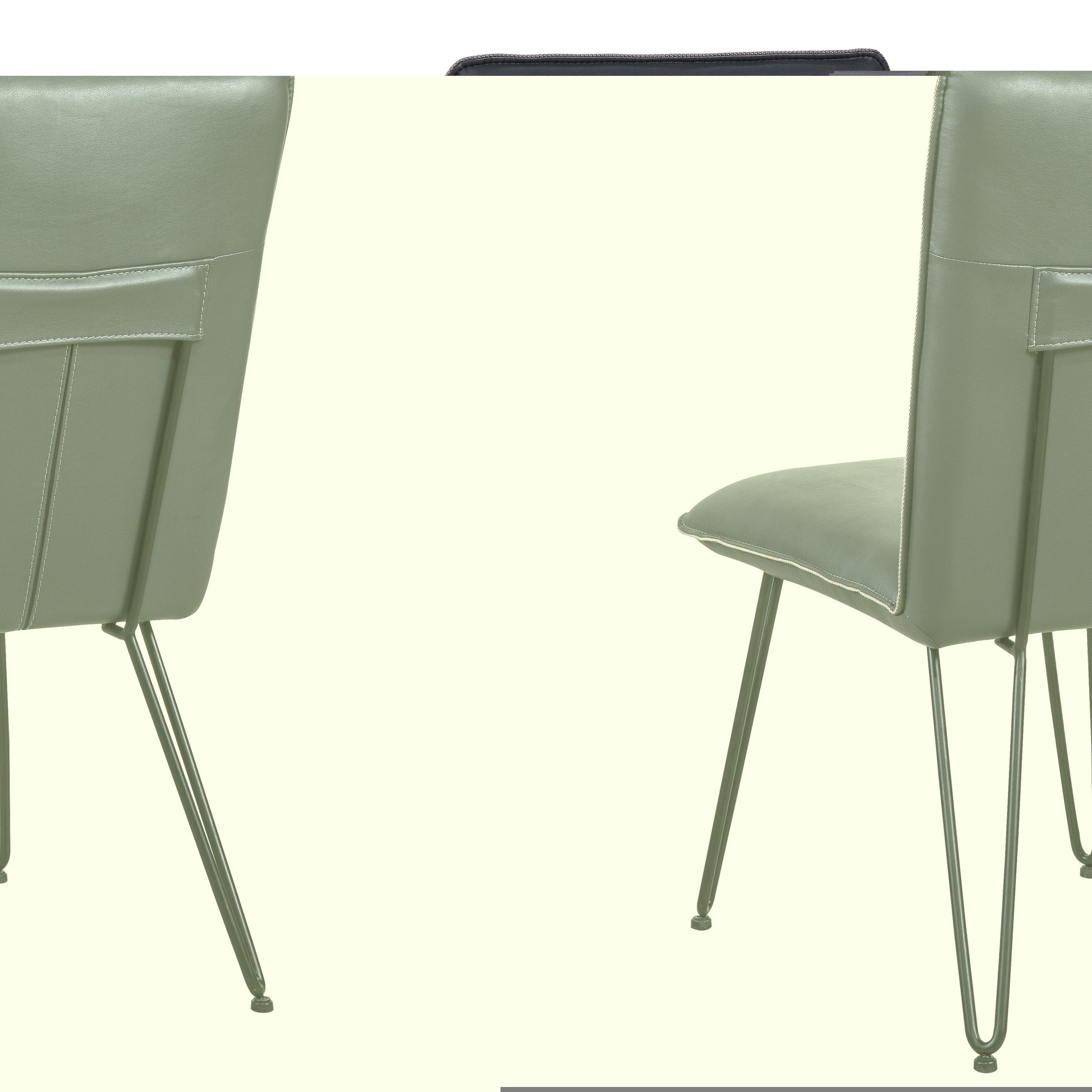 Leather Upholstered Metal Chair With Hairpin Style Legs Set Of 2, Black By Benzara | Accent Chairs |  Modishstore  - 2