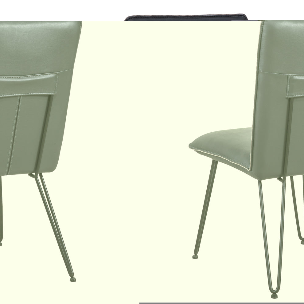 Leather Upholstered Metal Chair With Hairpin Style Legs Set Of 2, Black By Benzara | Accent Chairs |  Modishstore  - 2