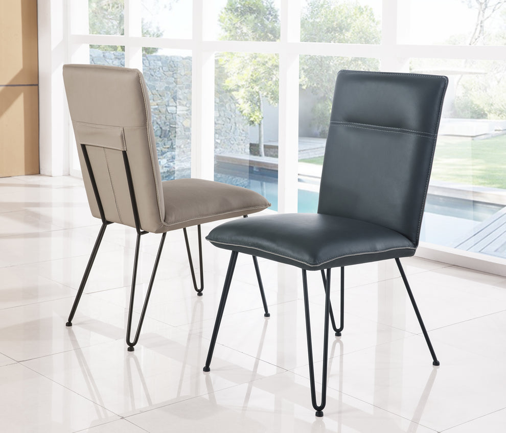 Leather Upholstered Metal Chair With Hairpin Style Legs Set Of 2, Black By Benzara | Accent Chairs |  Modishstore  - 3