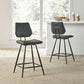 Leather Upholstered And Metal Counter Height Stool With Stitch Details, Black By Benzara | Bar Stools |  Modishstore  - 2