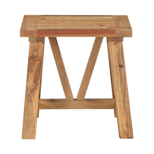 Pine Wood End Table With Trestle Reinforced Sawhorse Base, Brown By Benzara | End Tables |  Modishstore 