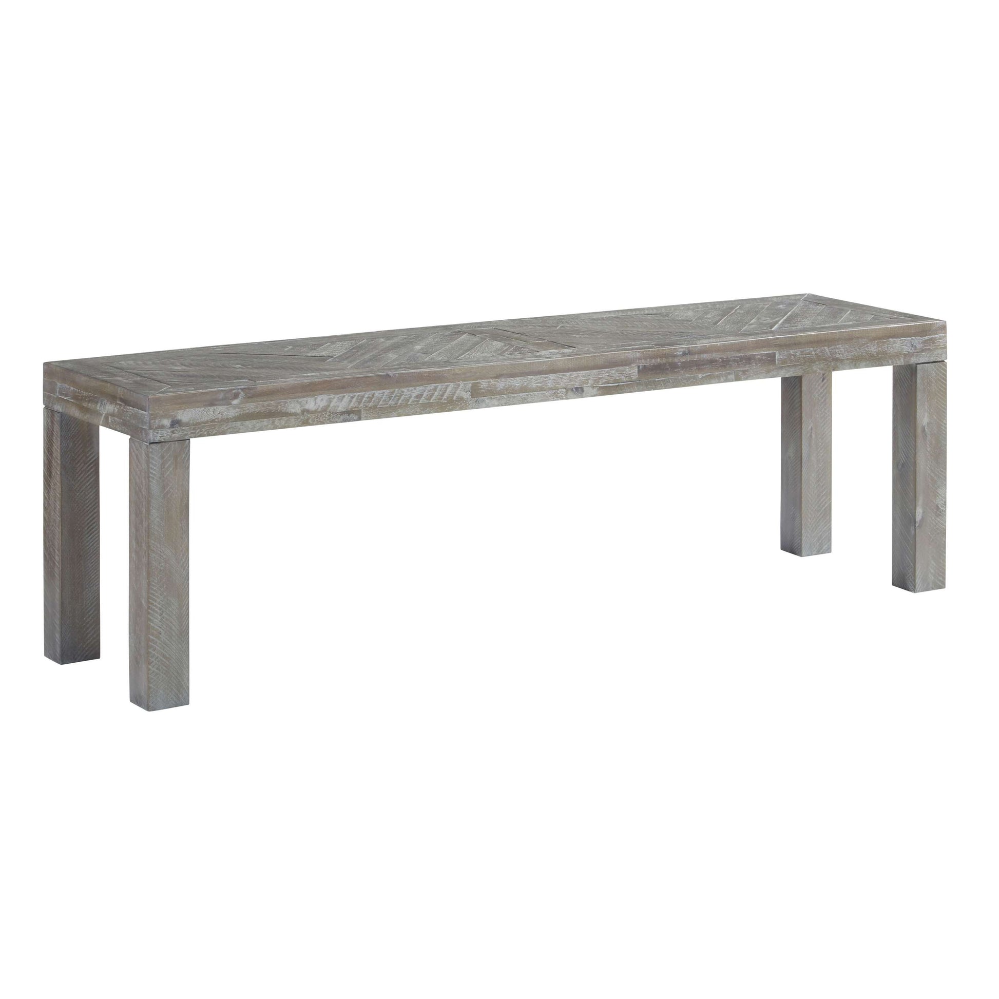 Acacia Wood Bench With Distinctive Herringbone Inlay Design, Brown By Benzara | Benches |  Modishstore  - 4