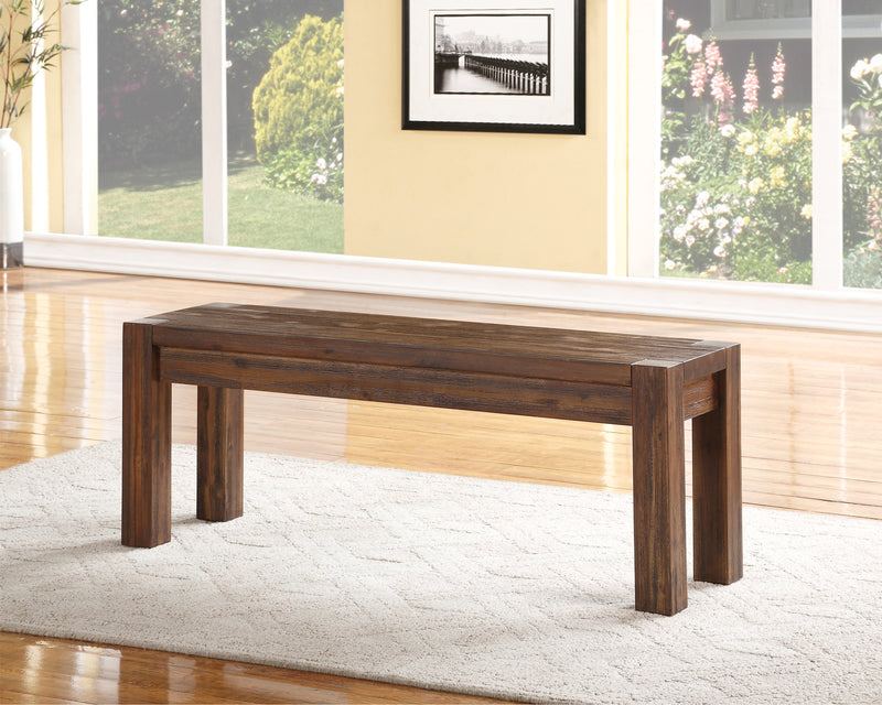 Acacia Wood Bench With Tenon Corner Joints And Block Legs, Brown By Benzara | Benches |  Modishstore 