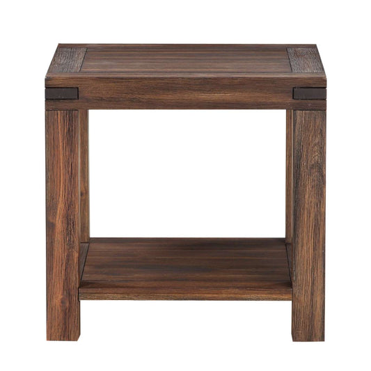 Acacia Wood End Table With Exposed Mortise And Tenon Corner Joints, Brown By Benzara | End Tables |  Modishstore 