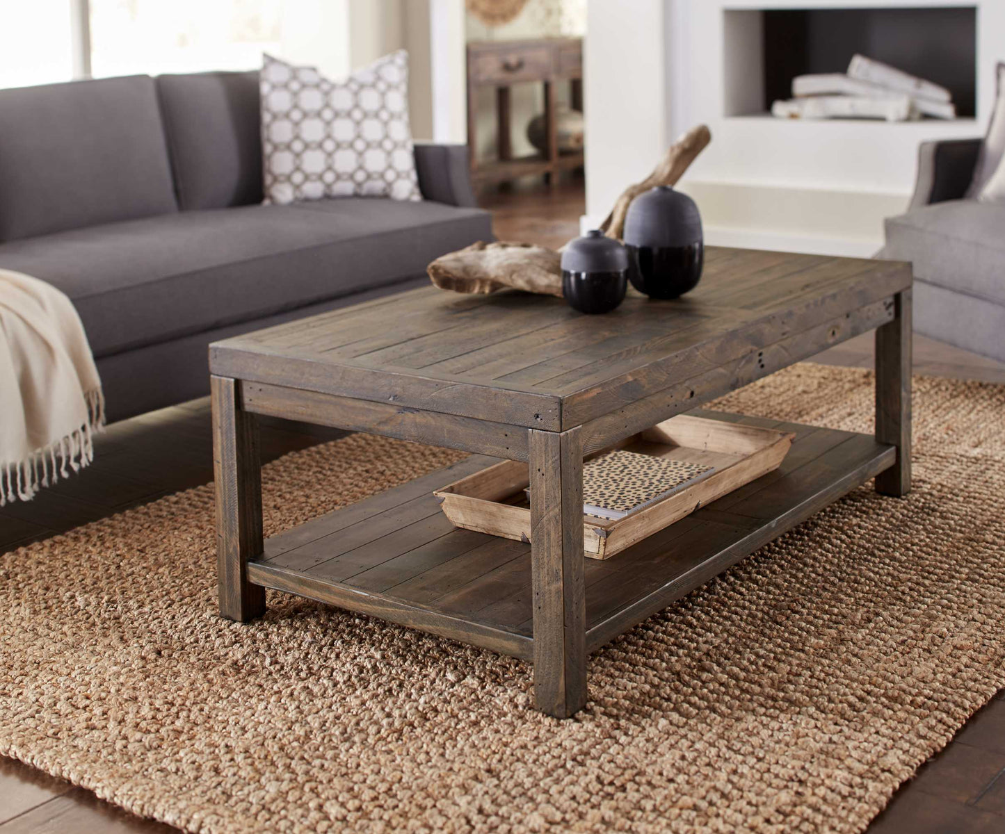 Wooden Coffee Table With One Shelf, Taupe Brown By Benzara | Coffee Tables |  Modishstore 