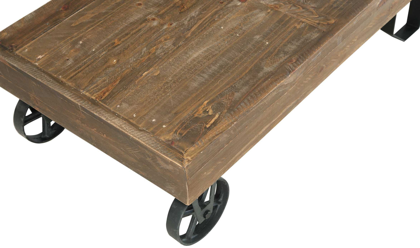 Rectangular Thick Wood Top Coffee Table With Sand Cast Metal Base, Brown By Benzara | Coffee Tables |  Modishstore  - 4