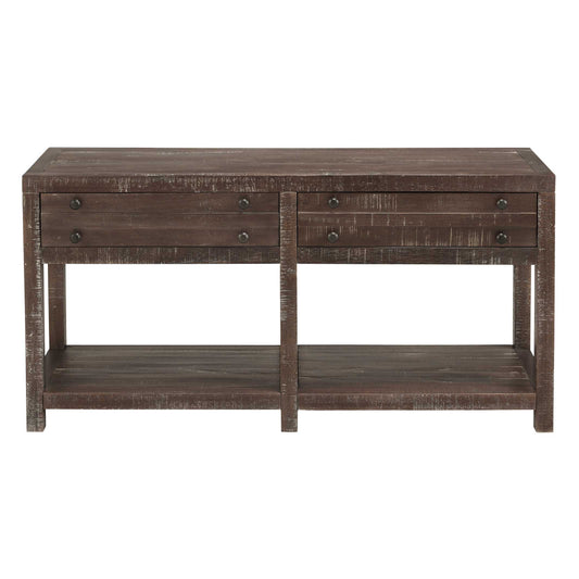Wooden Two Drawer Console Table With Bottom Shelf, Brown By Benzara | Console Tables |  Modishstore 