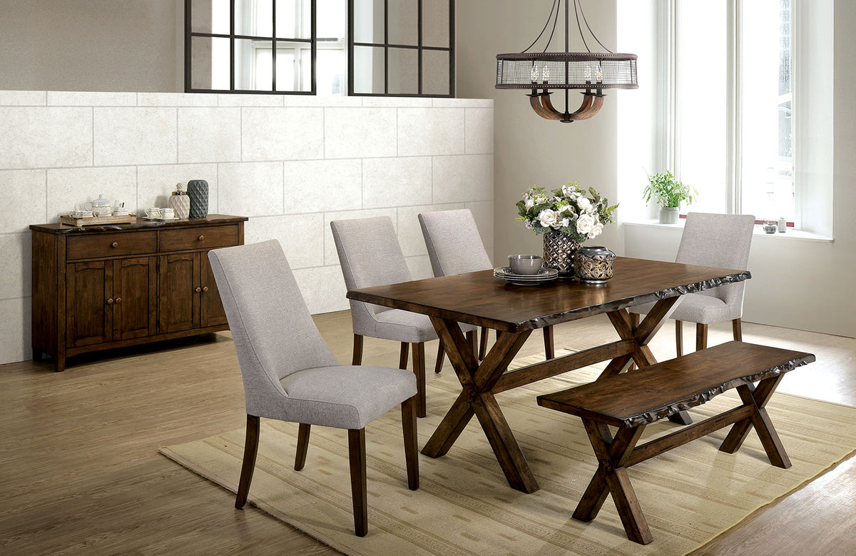 Transitional Style Solid Wood Bench With Trestle Base And Cross Legs , Brown By Benzara | Benches |  Modishstore 