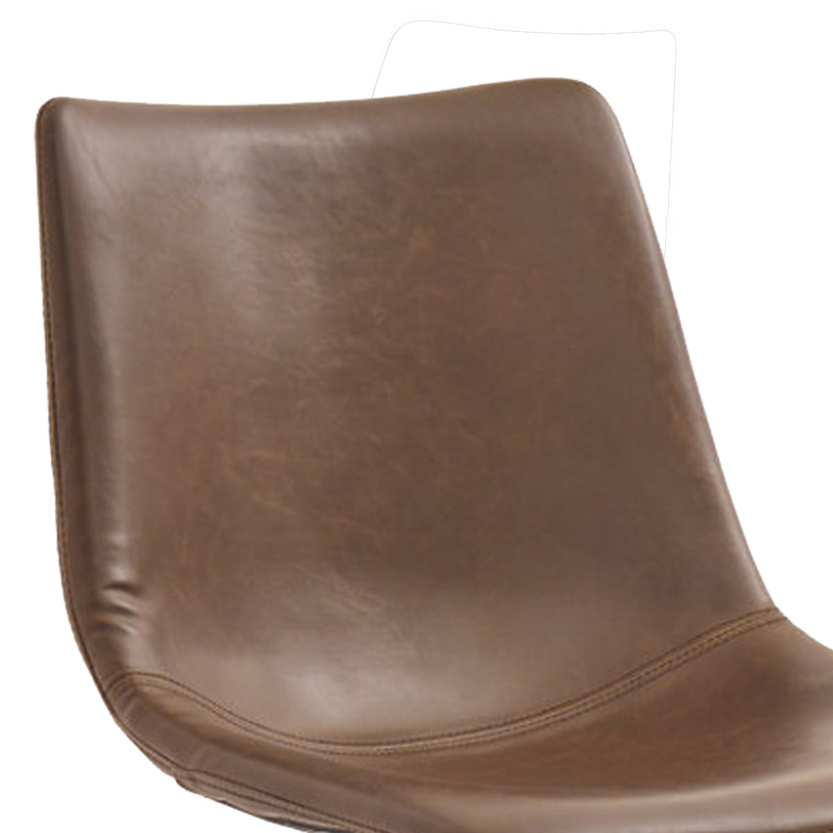 Metal Swivel Chair With Faux Leather Upholstery And Adjustable Seat, Brown And Black By Benzara | Office Chairs | Modishstore - 2