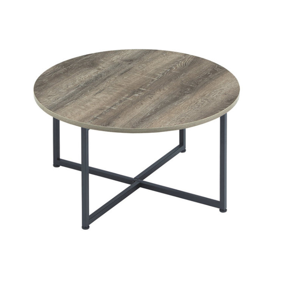 Wooden Table Set With Sturdy Metal Base, Set Of Three, Gray And Brown By Benzara | Accent Tables | Modishstore - 3