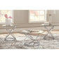 Contemporary Glass Top Table Set With Metal Rings Base, Clear And Silver By Benzara | Accent Tables |  Modishstore  - 2
