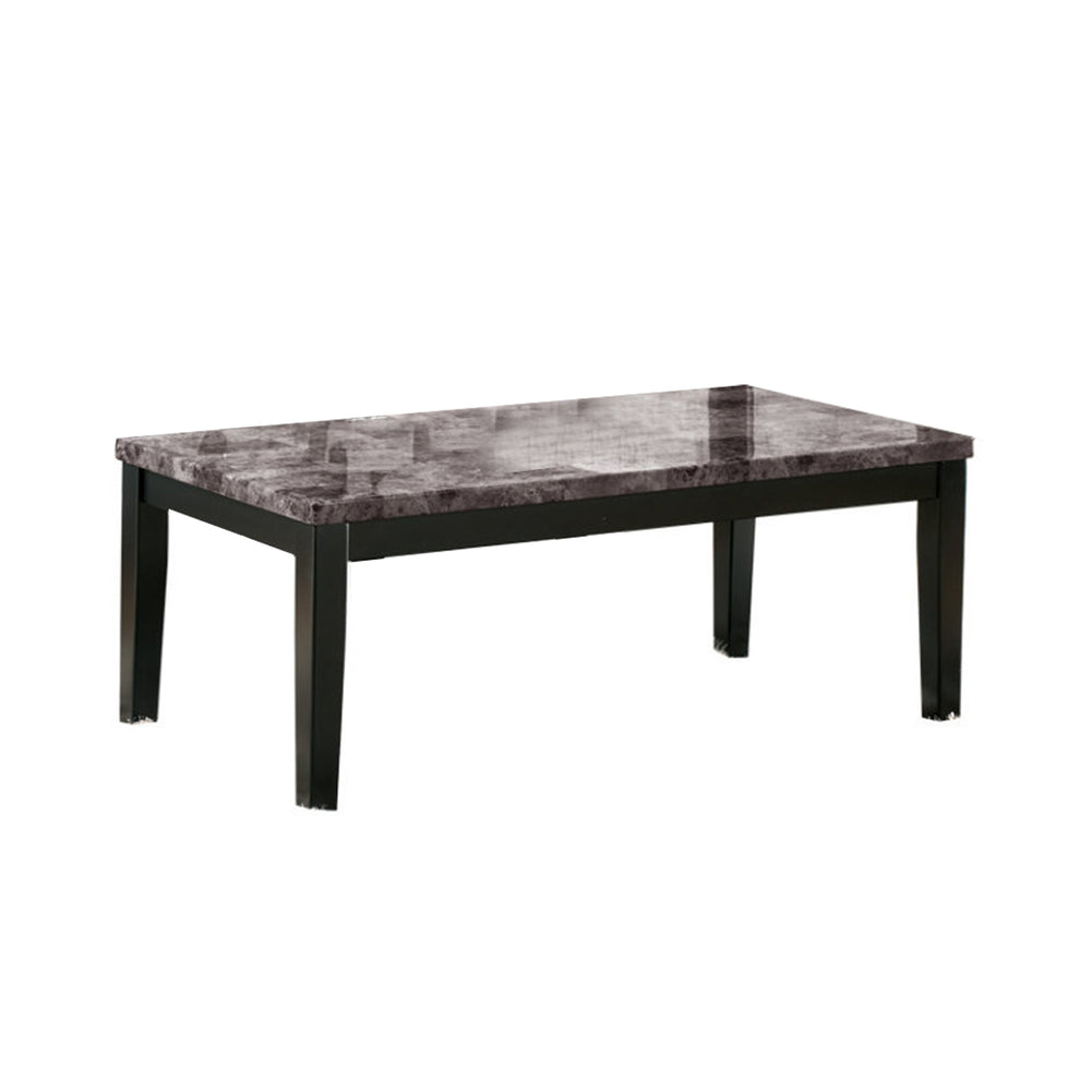 Faux Marble Top Table Set With Tapered Wooden Legs, Set Of Three, Black And Gray By Benzara | Accent Tables |  Modishstore  - 2