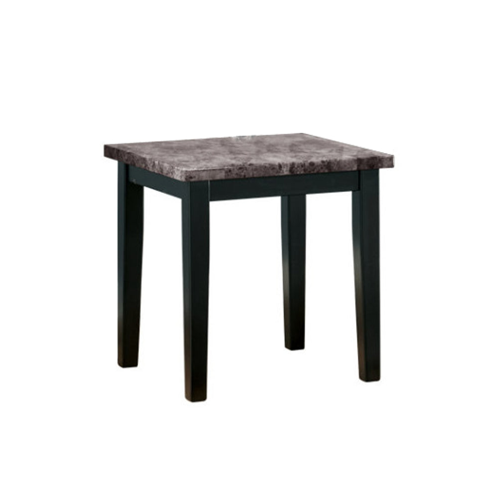 Faux Marble Top Table Set With Tapered Wooden Legs, Set Of Three, Black And Gray By Benzara | Accent Tables |  Modishstore  - 3