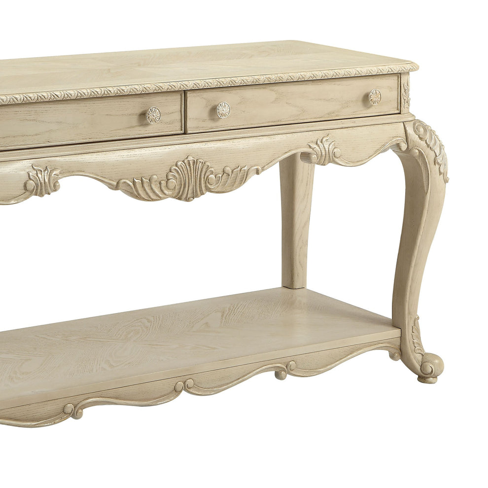 30 Inch 2 Drawer Console Table With Bottom Shelf, Antique White By Benzara | Side Tables |  Modishstore  - 2