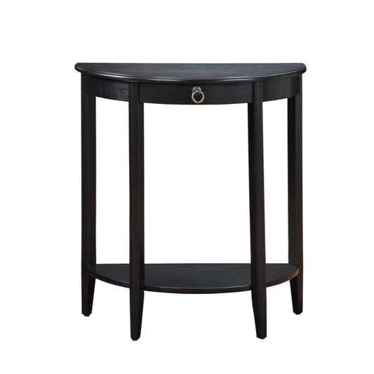 Wooden Half Moon Shaped Console Table With One Storage Drawer, Black By Benzara | Console Tables |  Modishstore 