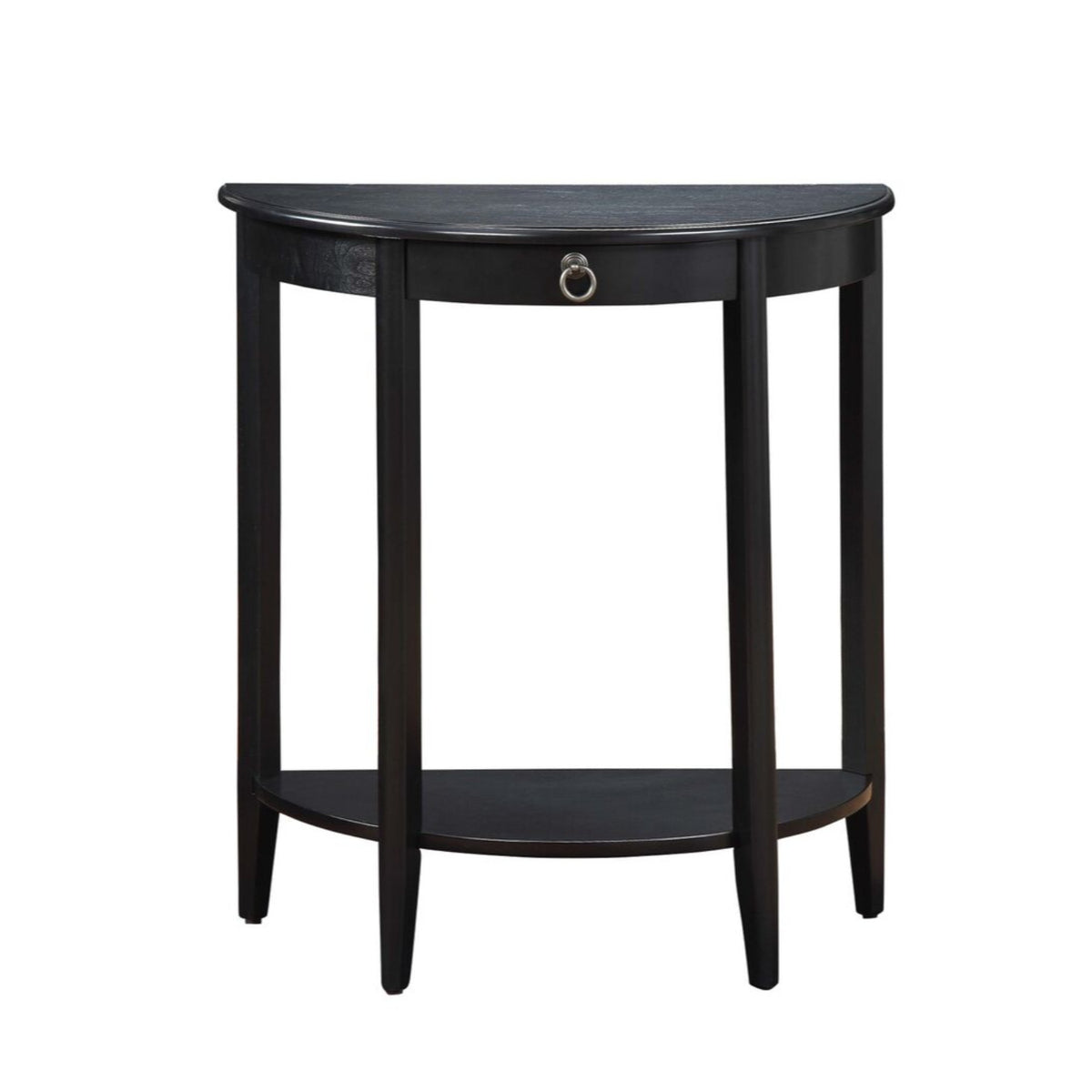 Wooden Half Moon Shaped Console Table With One Storage Drawer, Black By Benzara | Console Tables |  Modishstore 