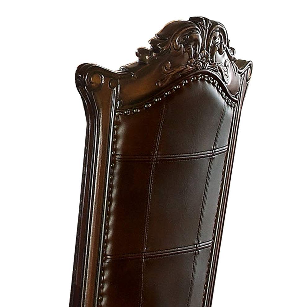 Faux Leather Upholstered Wooden Side Chair Button Tufted Back, Brown, Set Of Two By Benzara | Accent Chairs |  Modishstore  - 4