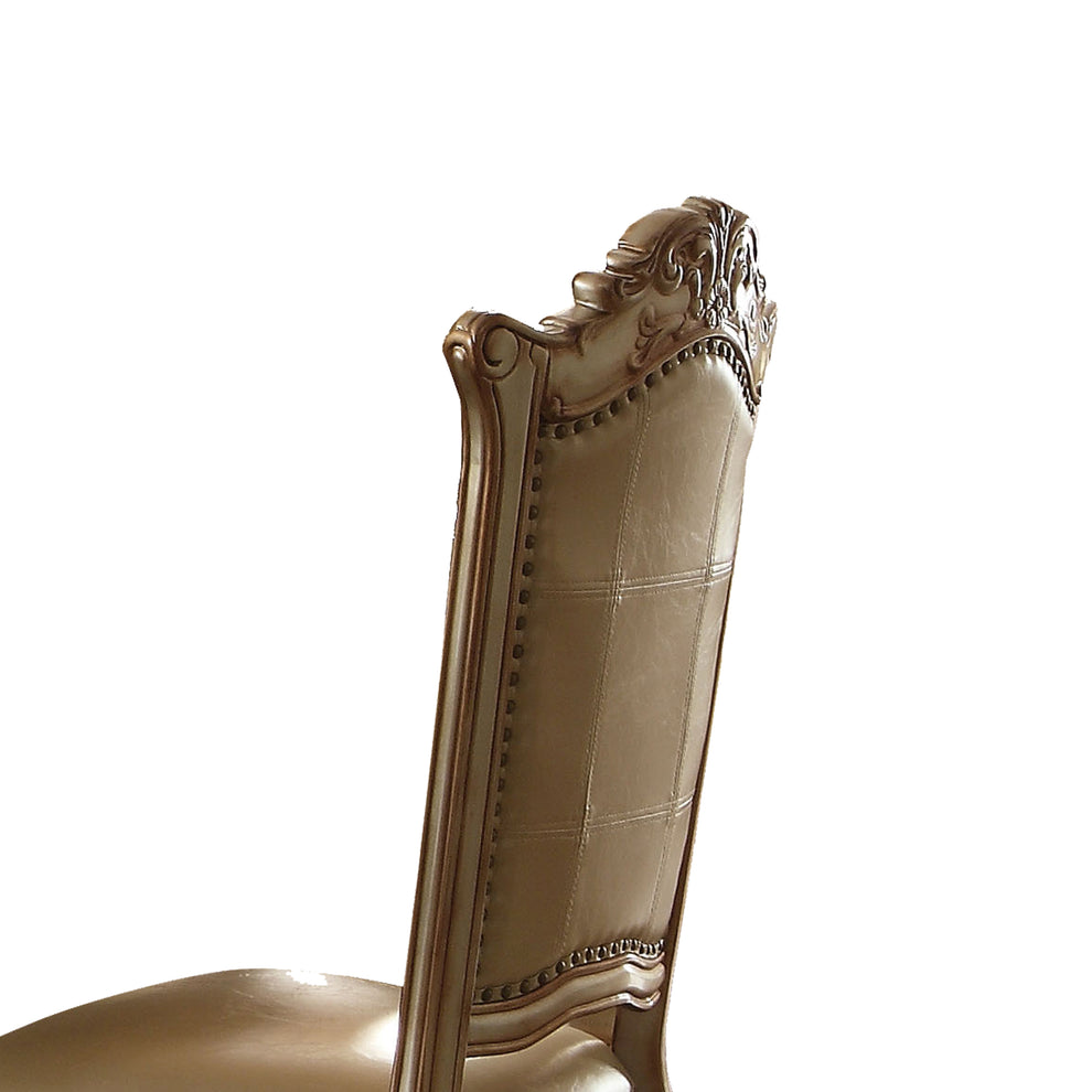 Button Tufted Side Chair With Carved Motifs, Set Of 2, Gold By Benzara | Accent Chairs |  Modishstore  - 3