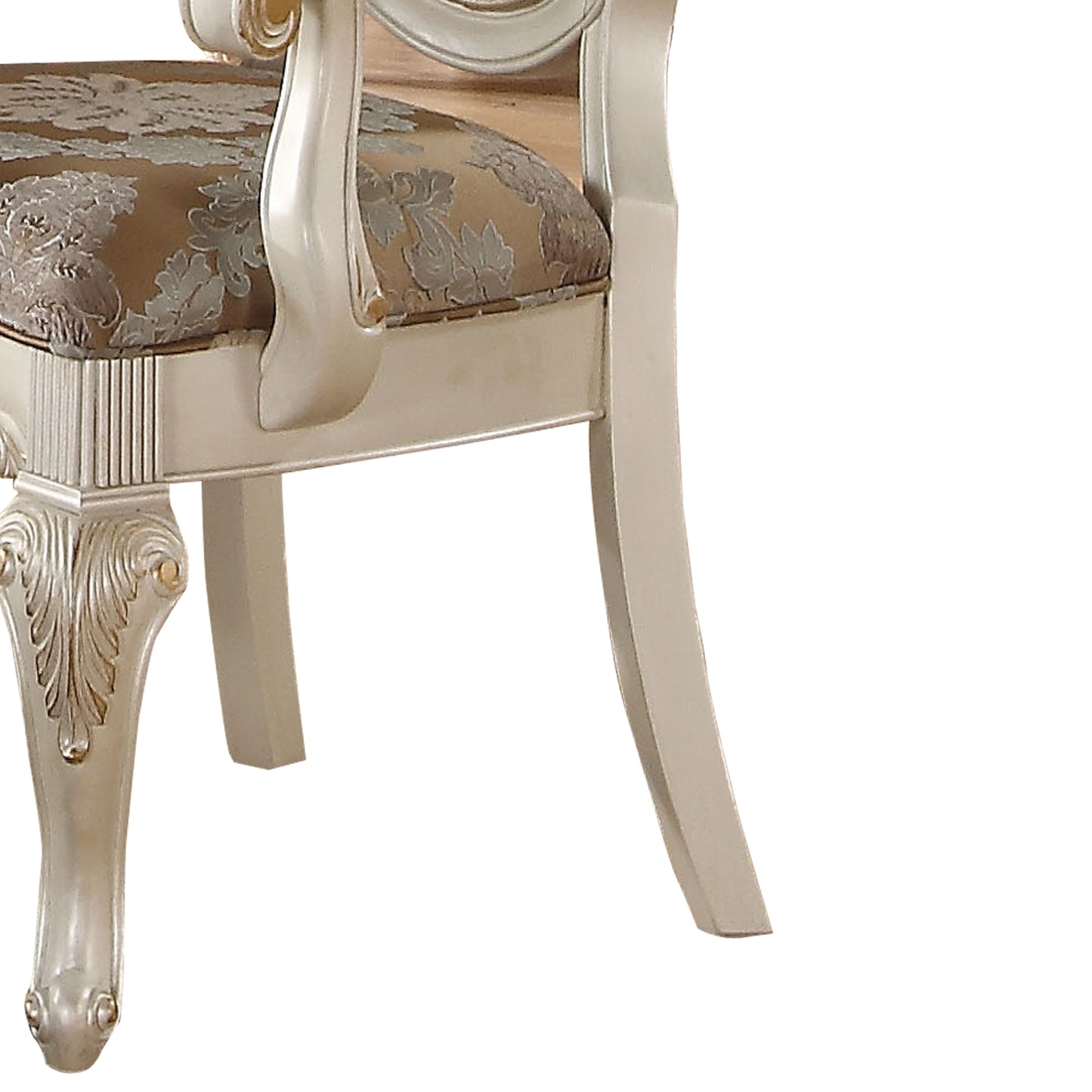 Faux Leather Upholstered Wooden Side Chair With Cabriole Legs, White And Brown, Set Of Two By Benzara | Accent Chairs | Modishstore - 2