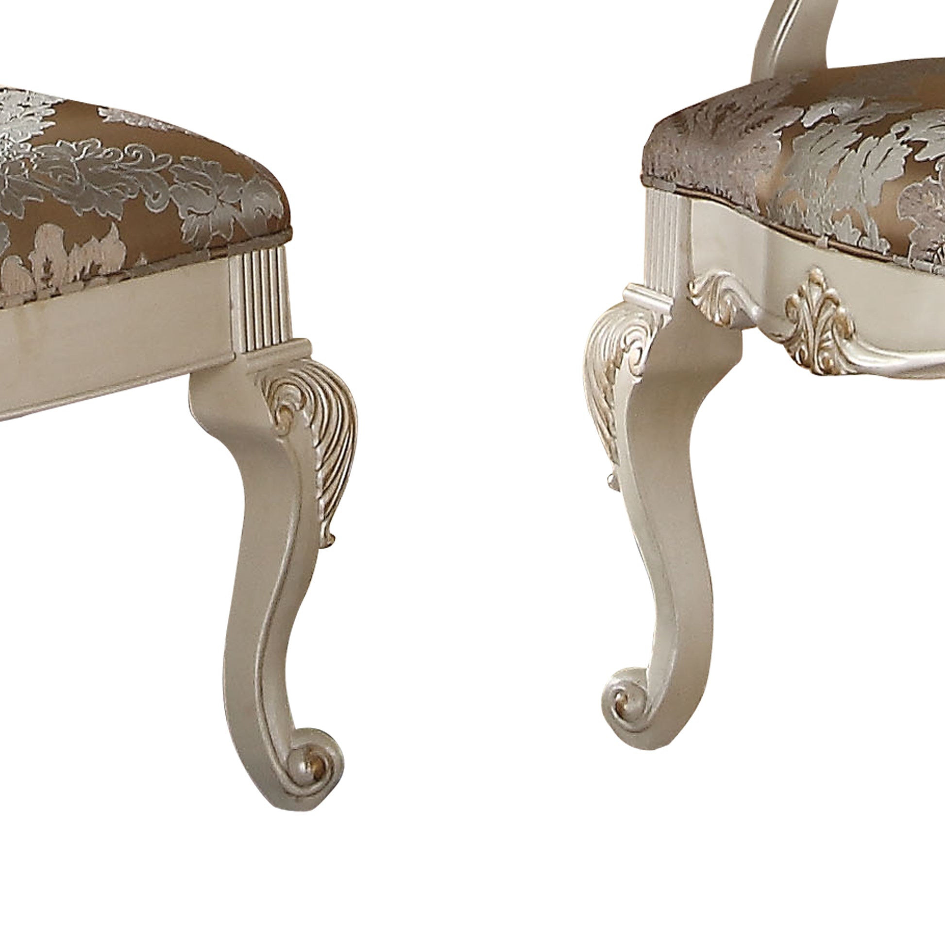 Faux Leather Upholstered Wooden Side Chair With Cabriole Legs, White And Brown, Set Of Two By Benzara | Accent Chairs | Modishstore - 4