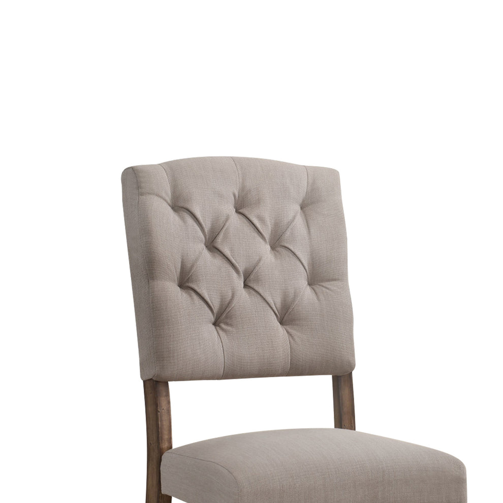 Padded Side Chair With Flared Legs, Set Of 2, Beige And Brown By Benzara | Accent Chairs |  Modishstore  - 6