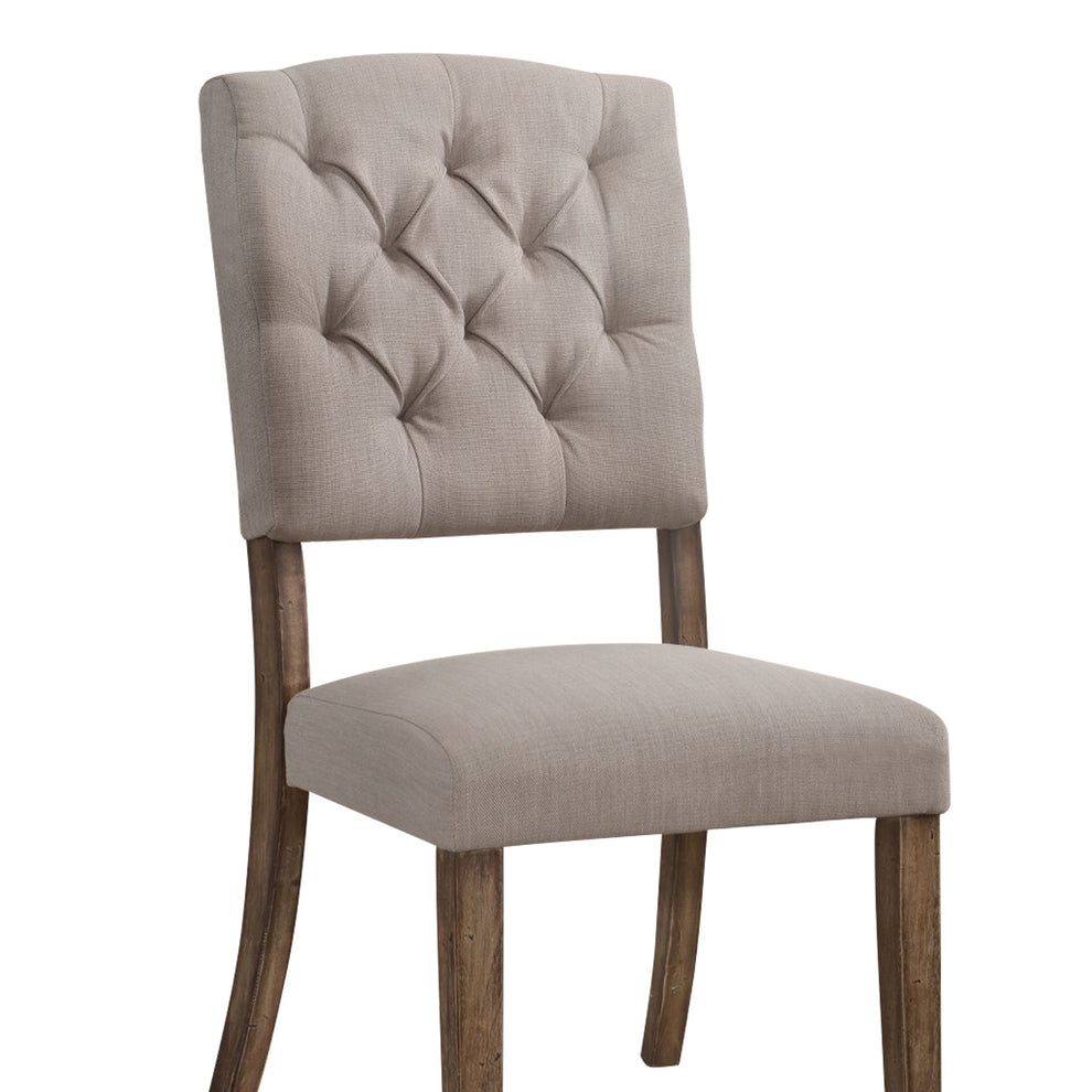Padded Side Chair With Flared Legs, Set Of 2, Beige And Brown By Benzara | Accent Chairs |  Modishstore  - 5