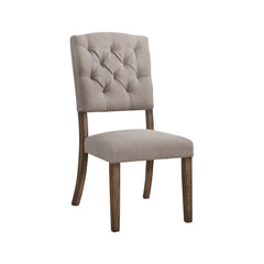 Padded Side Chair With Flared Legs, Set Of 2, Beige And Brown By Benzara