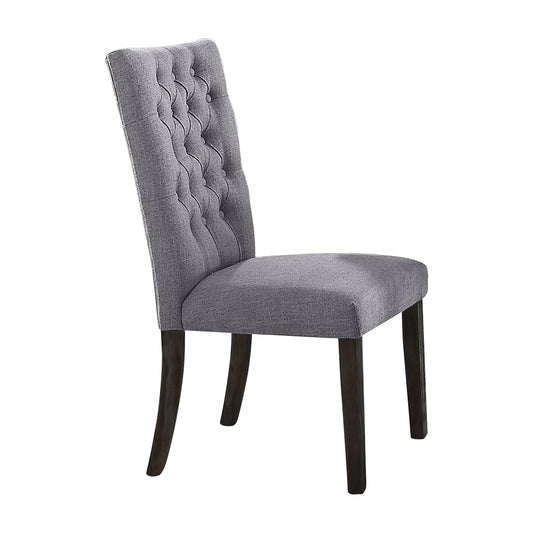 Fabric Upholstered Wooden Side Chair With Nail Head Trim Accents, Gray And Brown, Set Of Two By Benzara | Accent Chairs |  Modishstore 