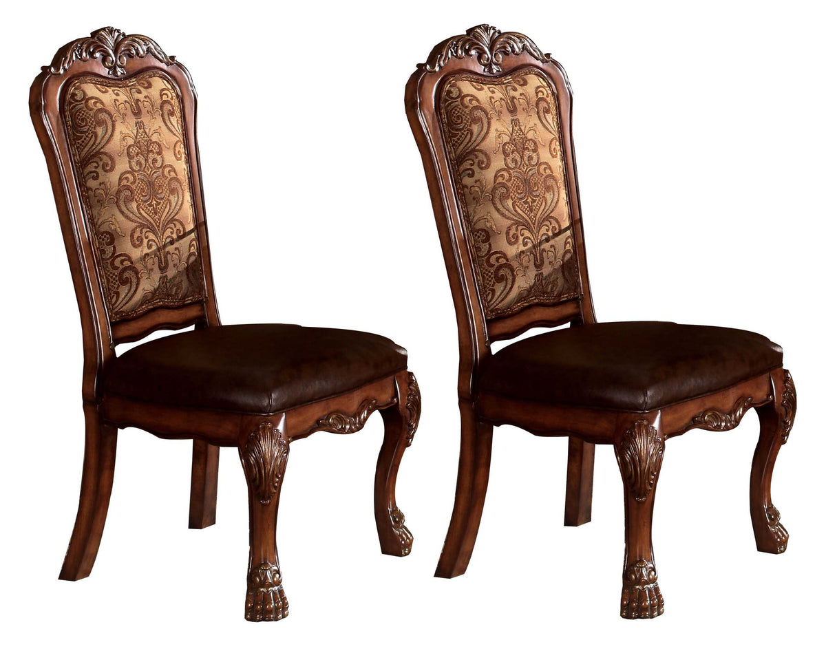 Leatherette Side Chair With Claw Legs, Set Of 2, Brown By Benzara | Accent Chairs |  Modishstore 