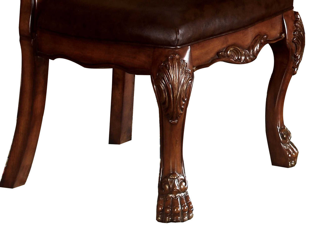 Leatherette Side Chair With Claw Legs, Set Of 2, Brown By Benzara | Accent Chairs |  Modishstore  - 5