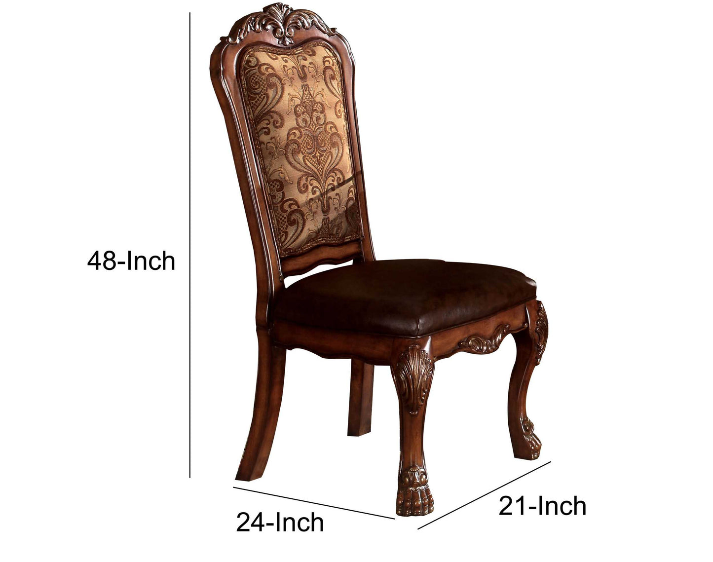 Leatherette Side Chair With Claw Legs, Set Of 2, Brown By Benzara | Accent Chairs |  Modishstore  - 4