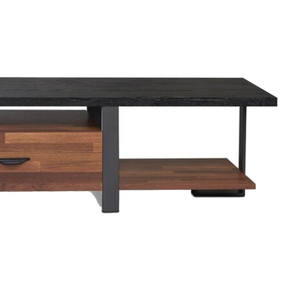 67 Inch 2 Drawer Metal And Wood Tv Stand, Black And Brown By Benzara | Cabinets |  Modishstore  - 4