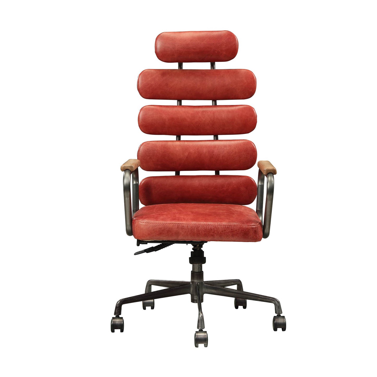 Leatherette Office Chair With Split Panel Backrest, Red By Benzara | Office Chairs |  Modishstore  - 6