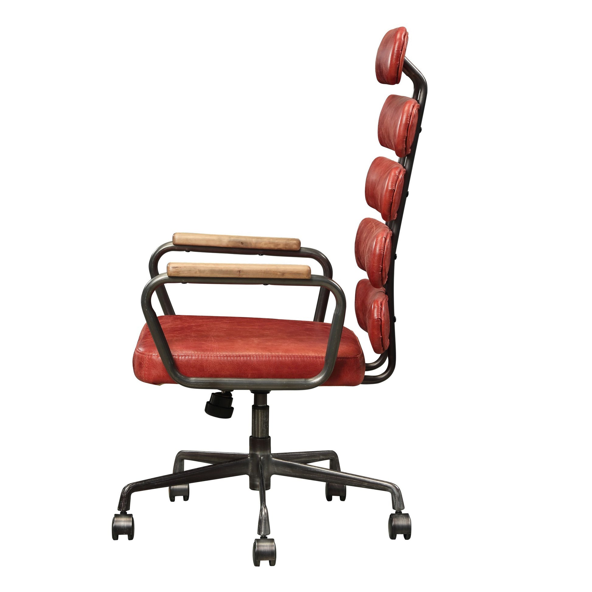 Leatherette Office Chair With Split Panel Backrest, Red By Benzara | Office Chairs |  Modishstore  - 5
