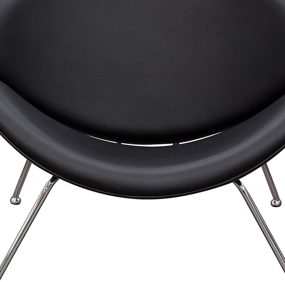 Modern Leatherette Upholstered Accent Chair With Angled Metal Legs, Set Of Two, Black And Silver By Benzara | Accent Chairs |  Modishstore  - 4