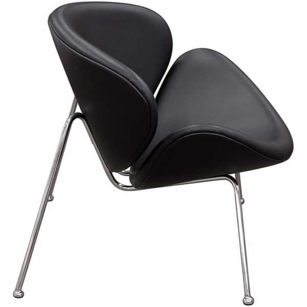 Modern Leatherette Upholstered Accent Chair With Angled Metal Legs, Set Of Two, Black And Silver By Benzara | Accent Chairs |  Modishstore  - 3