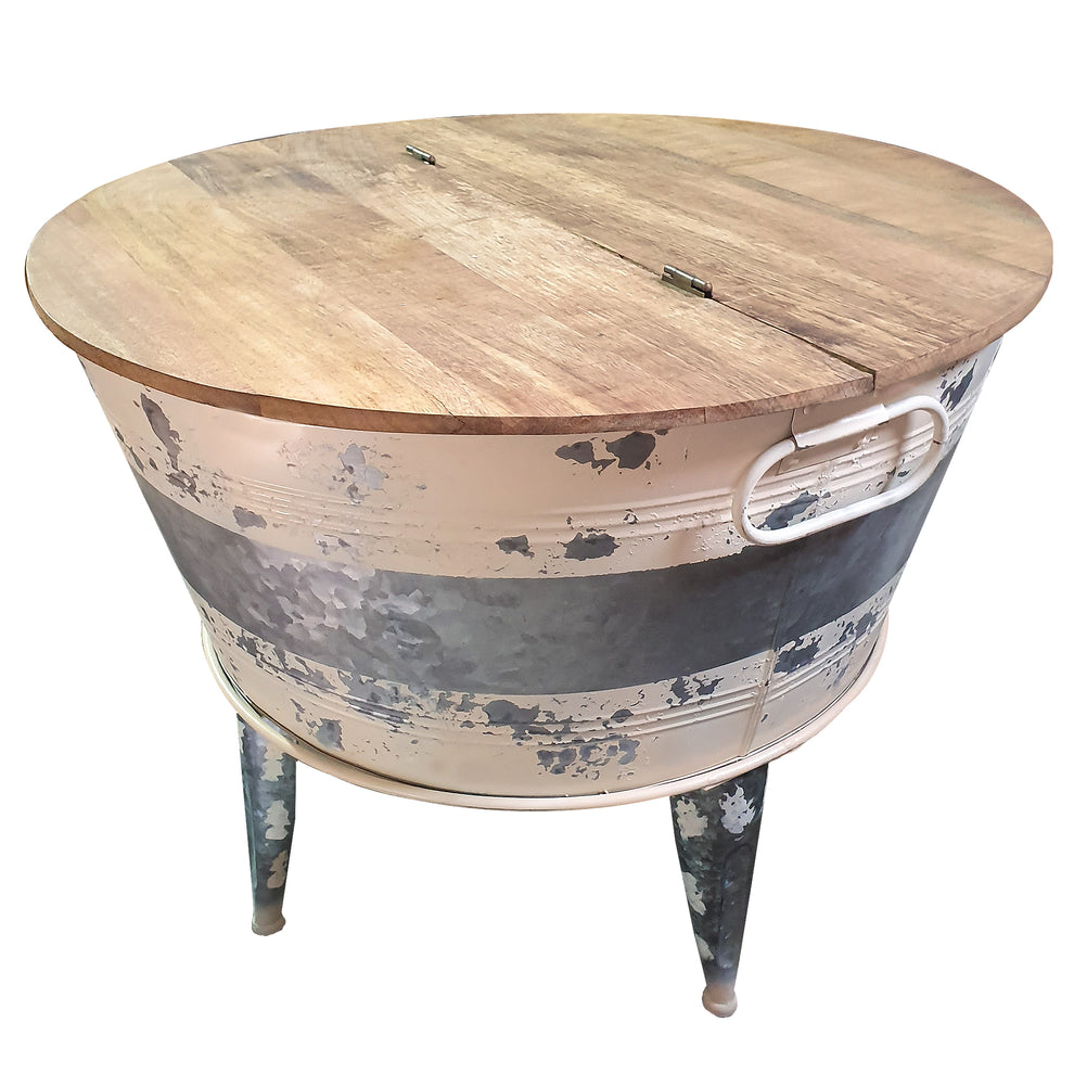 Distressed Wood And Metal Storage Coffee Table With Hinged Lift Top, Brown And Gray By Benzara | Coffee Tables |  Modishstore  - 5